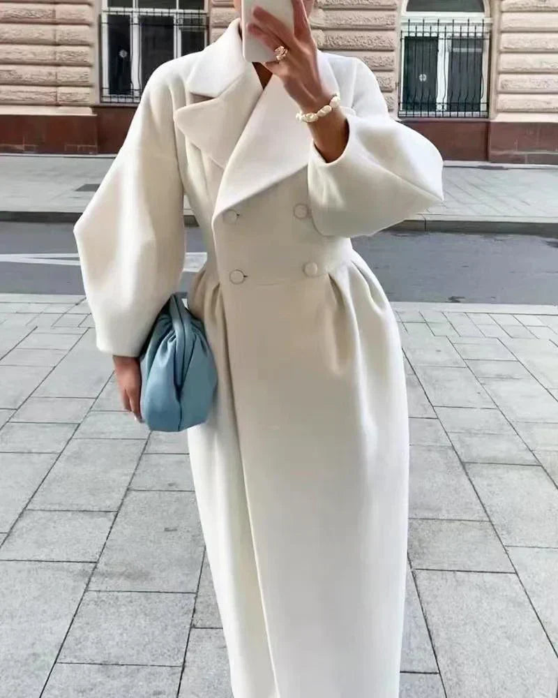 Eleganter Wollmantel Zweireihig Tailliert