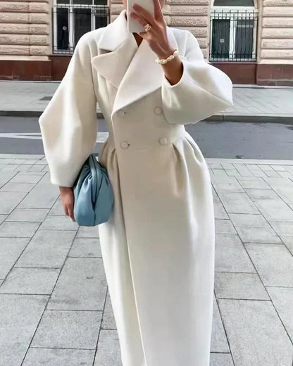 Eleganter Wollmantel Zweireihig Tailliert
