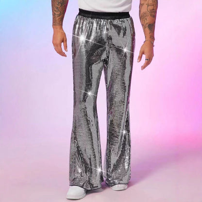 Herren Disco Hose Glitzer Pailletten Party
