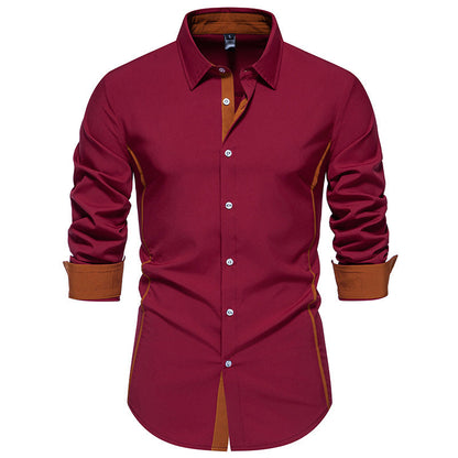 Herren Langarmhemd Modern Kontrast Details