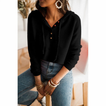Damen Pullover Lockere Fit Strick Optik Knöpfe - IdealeKleiden
