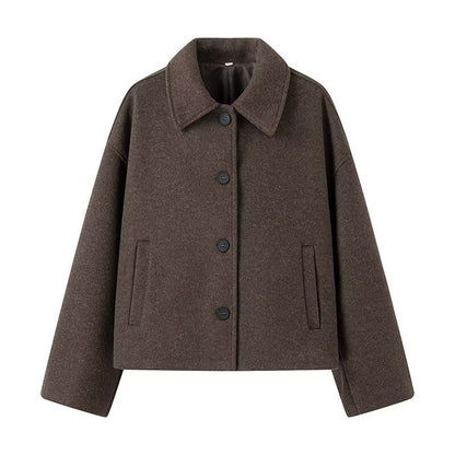 Damen Cropped Wolljacke Modern Chic mit Taschen