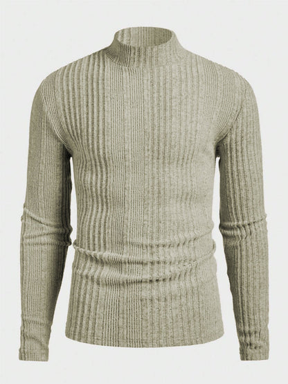 Herren Pullover Strick Hochkragen Rippoptik