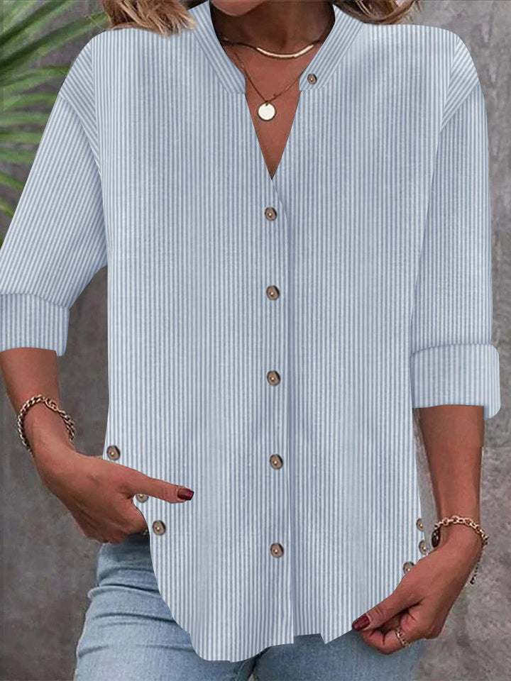 Damen Bluse Streifenmuster Elegantes Design