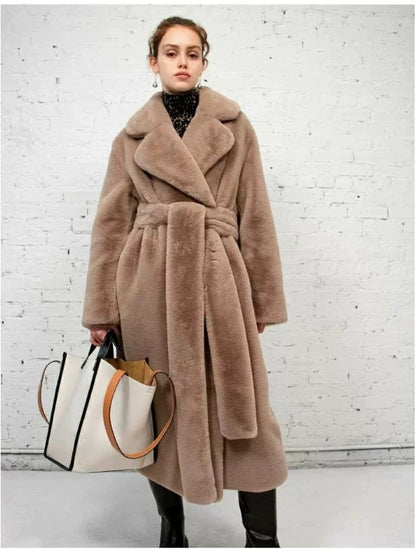 Damen Bademantel Lang Weich mit Gürtel und Taschen - IdealeKleiden