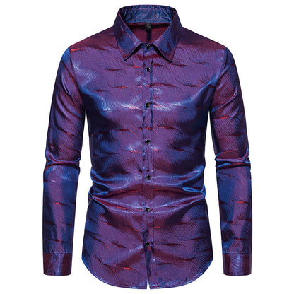 Herren Hemd Elegant Wellenmuster Langarm