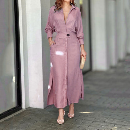Damen Maxikleid Leinen Elegant Sommerkleid