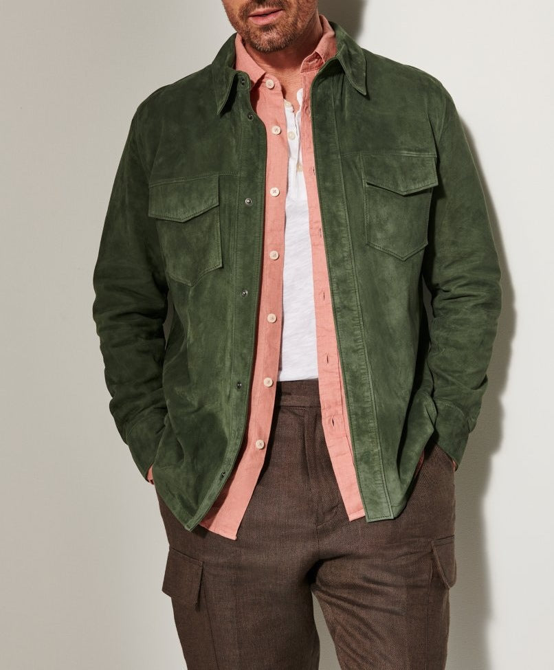 Herren Lederjacke Klassisch Elegant Wildleder