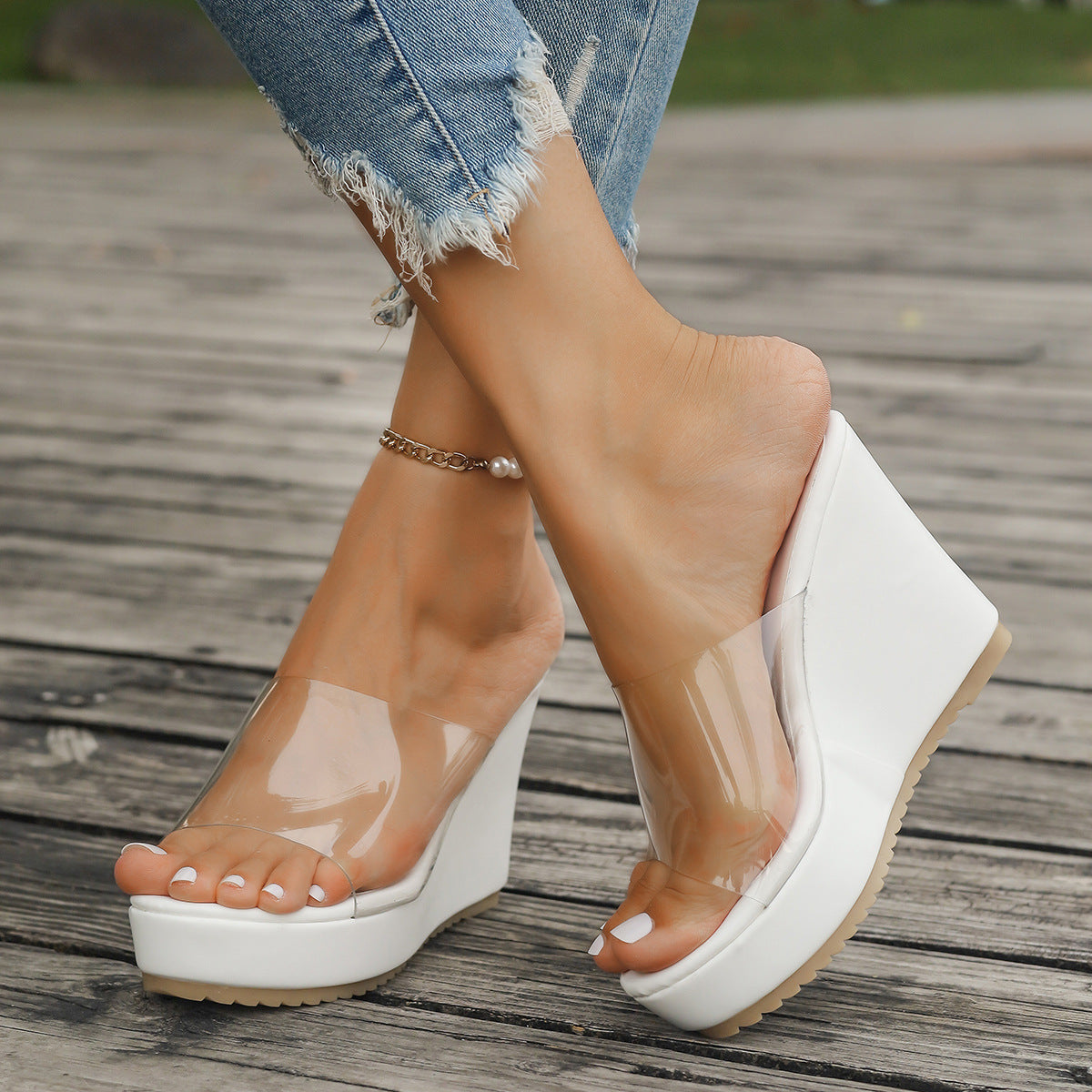 Damen Plattform-Sandalen Transparent Damen Schuhe Hochzeit