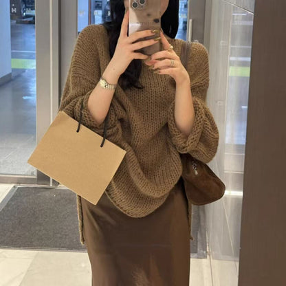 Übergrößer Pullover Langarm Off Shoulder Casual Style