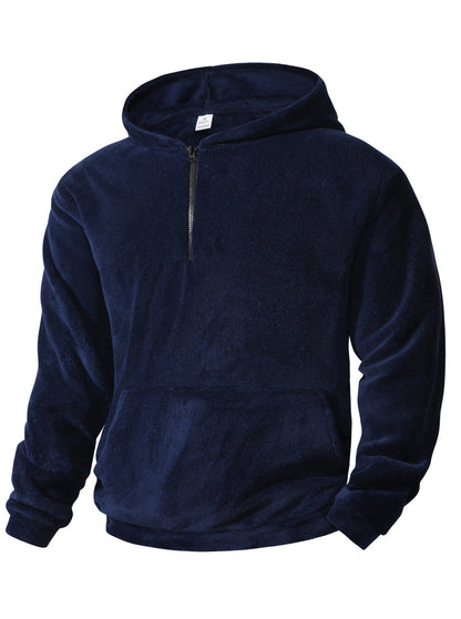 Herren Fleece Hoodie Modern Halblanger Reißverschluss