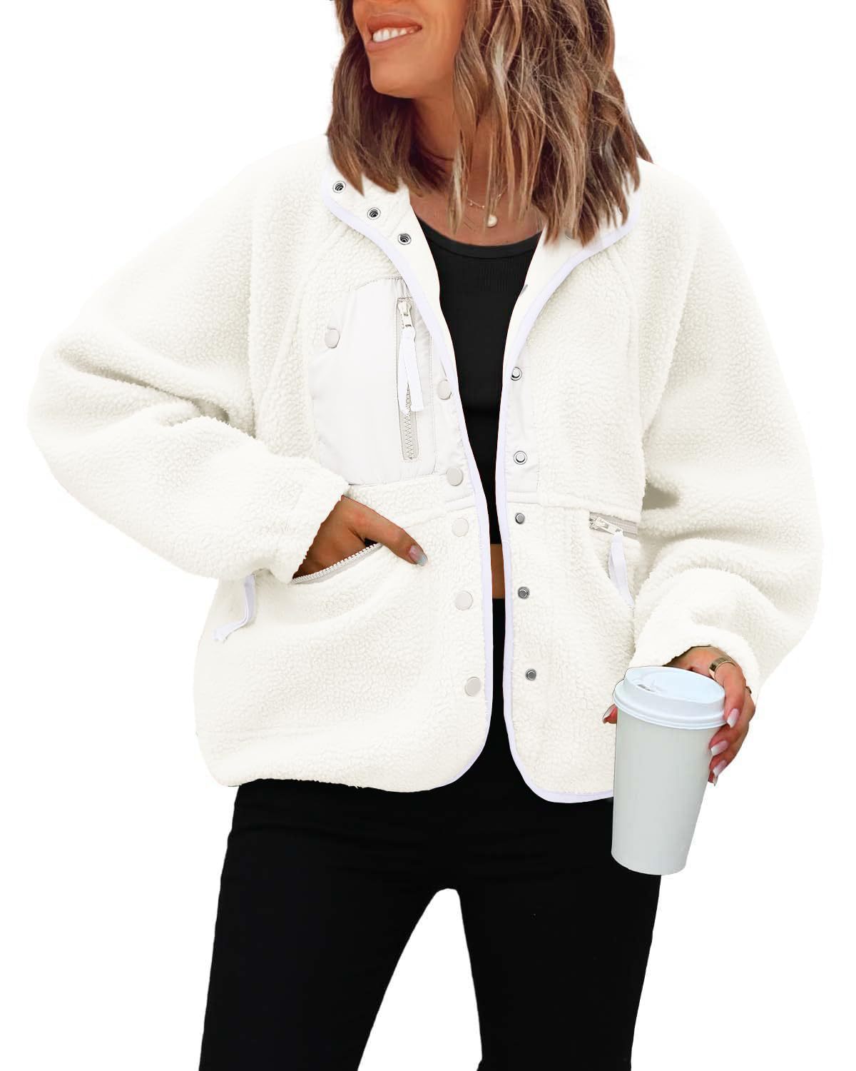 Damen Fleecejacke Weich und Warm mit Taschen