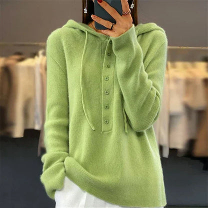 Kapuzenpullover Damen Locker Strick Design
