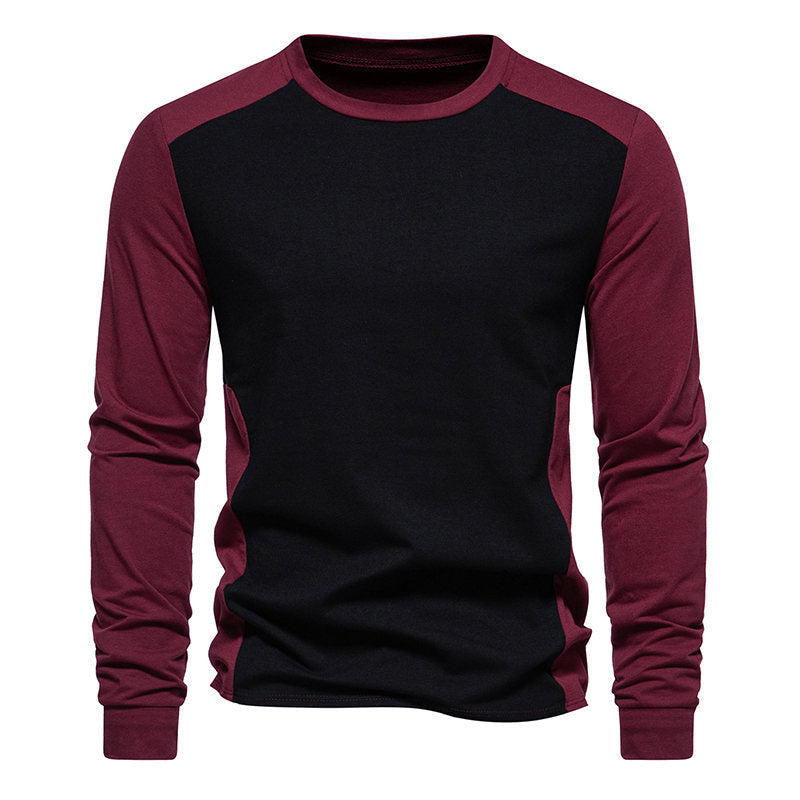 Herren T-Shirt Langarm Bequem Kontrast Ärmel