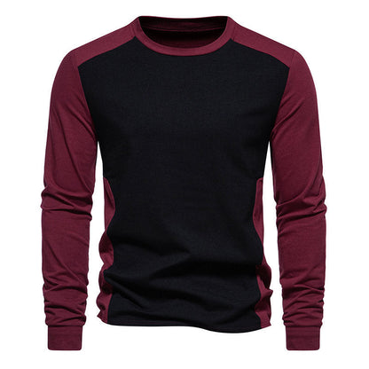 Herren T-Shirt Langarm Bequem Kontrast Ärmel