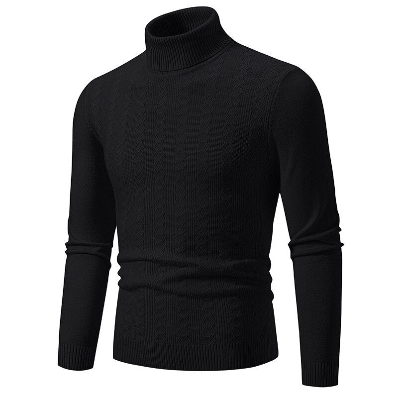 Herren Pullover Rollkragen Strick Zopfmuster