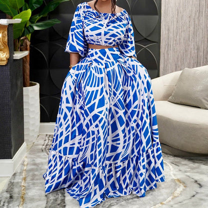 Damen Maxikleid Überschnitt Ärmel Weite Rock Sommerkleid