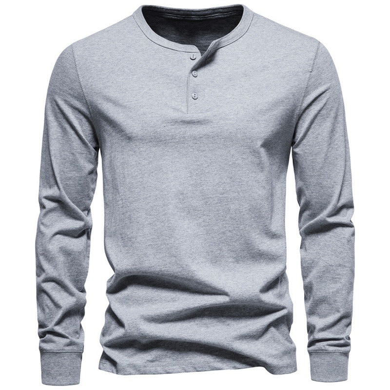Herren Langarmshirt Modern Knopfverschluss Elegant