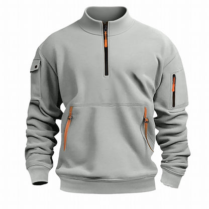 Herren Outdoor Pullover Praktisch Reißverschluss Taschen