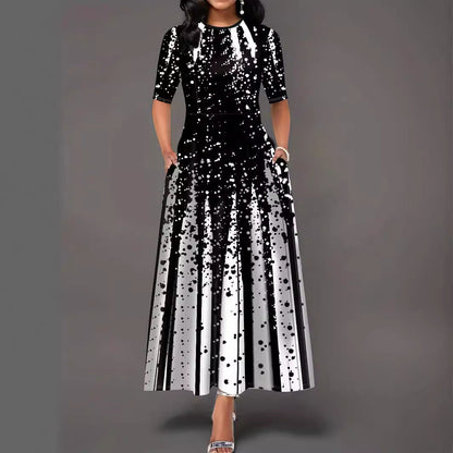 Damen Maxikleid Elegant Blumenmuster Sommerkleid - IdealeKleiden