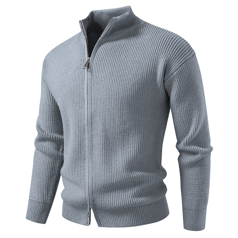 Herren Strickjacke Hochkragen Moderner Reißverschluss