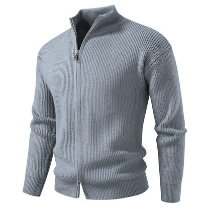 Herren Strickjacke Hochkragen Moderner Reißverschluss