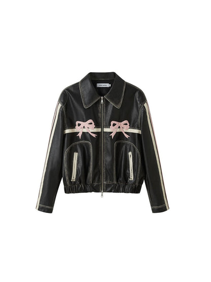 Stilvolle Lederjacke Damen Schnellverschluss