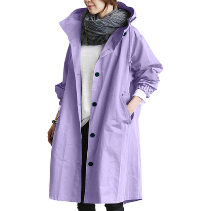 Damen Oversized Trenchcoat Kapuzenmantel Stilvoll