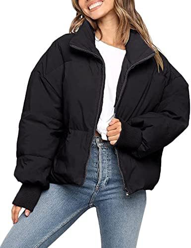 Damen Pufferjacke Kurz Warm mit Reißverschluss