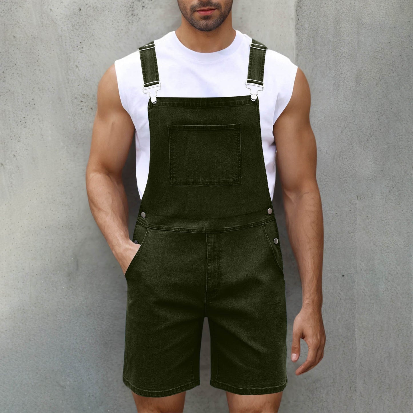 Herren Latzhose Denim Bequem Mit Taschen