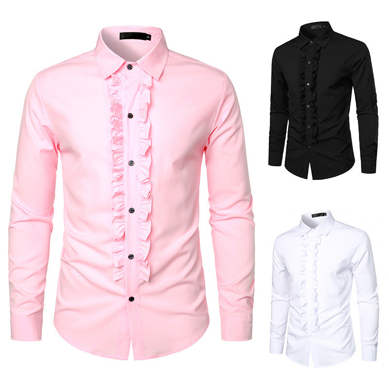 Herren Hemd Elegant Rüschen Design - IdealeKleiden