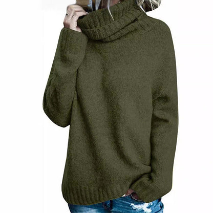 Damen Pullover Bequem Rollkragen Modern