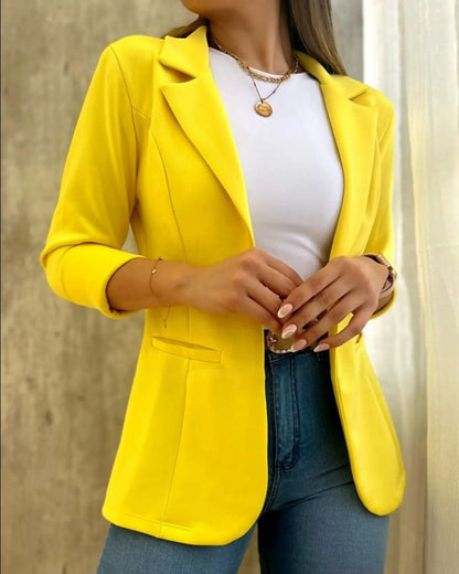 Frauen Blazer Elegant Taillierte Form Lange Ärmel