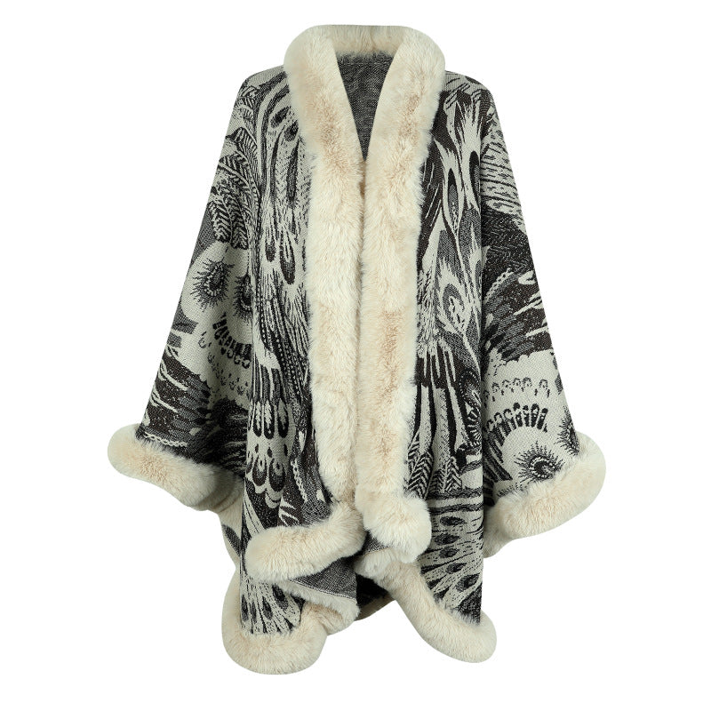 Damen Poncho Weich Fleece Wärme Schal