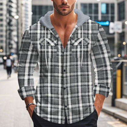 Herren Hoodie Karo Muster Sportlich