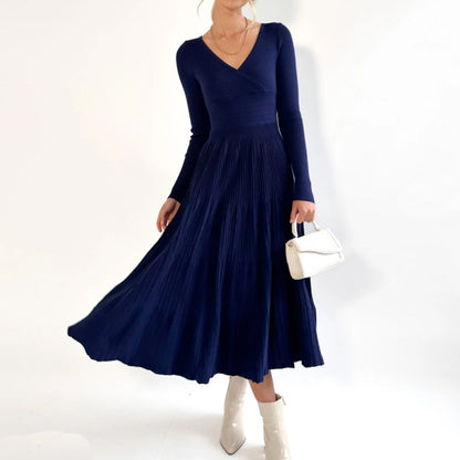 Damen Wickelkleid Elegant Plissiert Sommerkleid