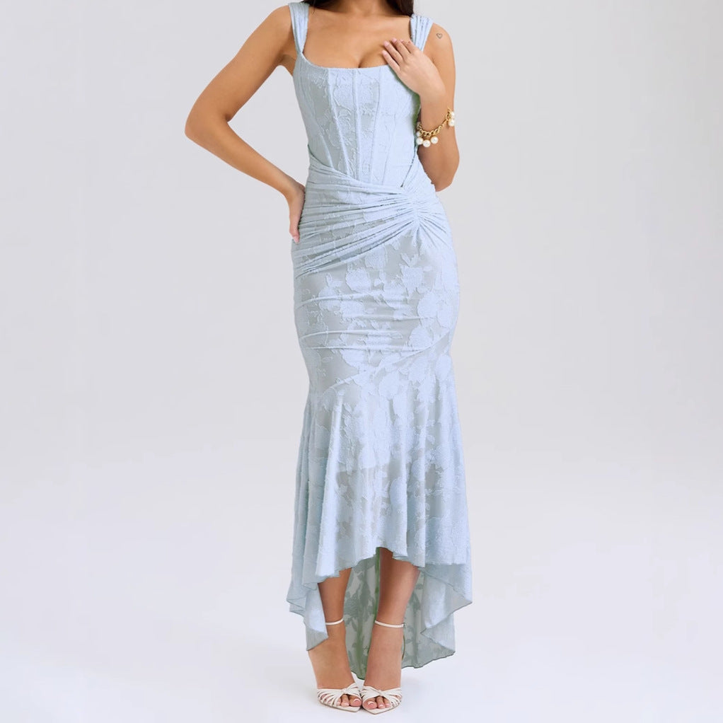 Damen Spitzen Abendkleid Asymmetrisch Elegantes Design - IdealeKleiden