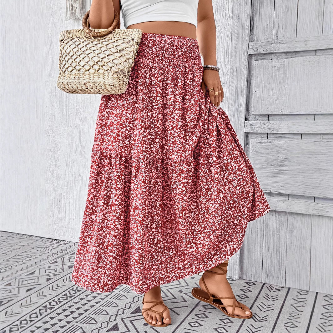 Damen Maxirock Floral Elegant Lang