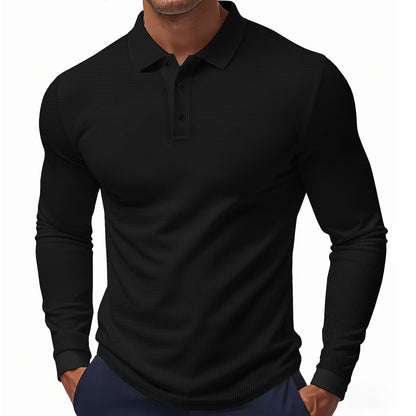 Herren Polohemd Langarm Strukturiert Elegantes Design