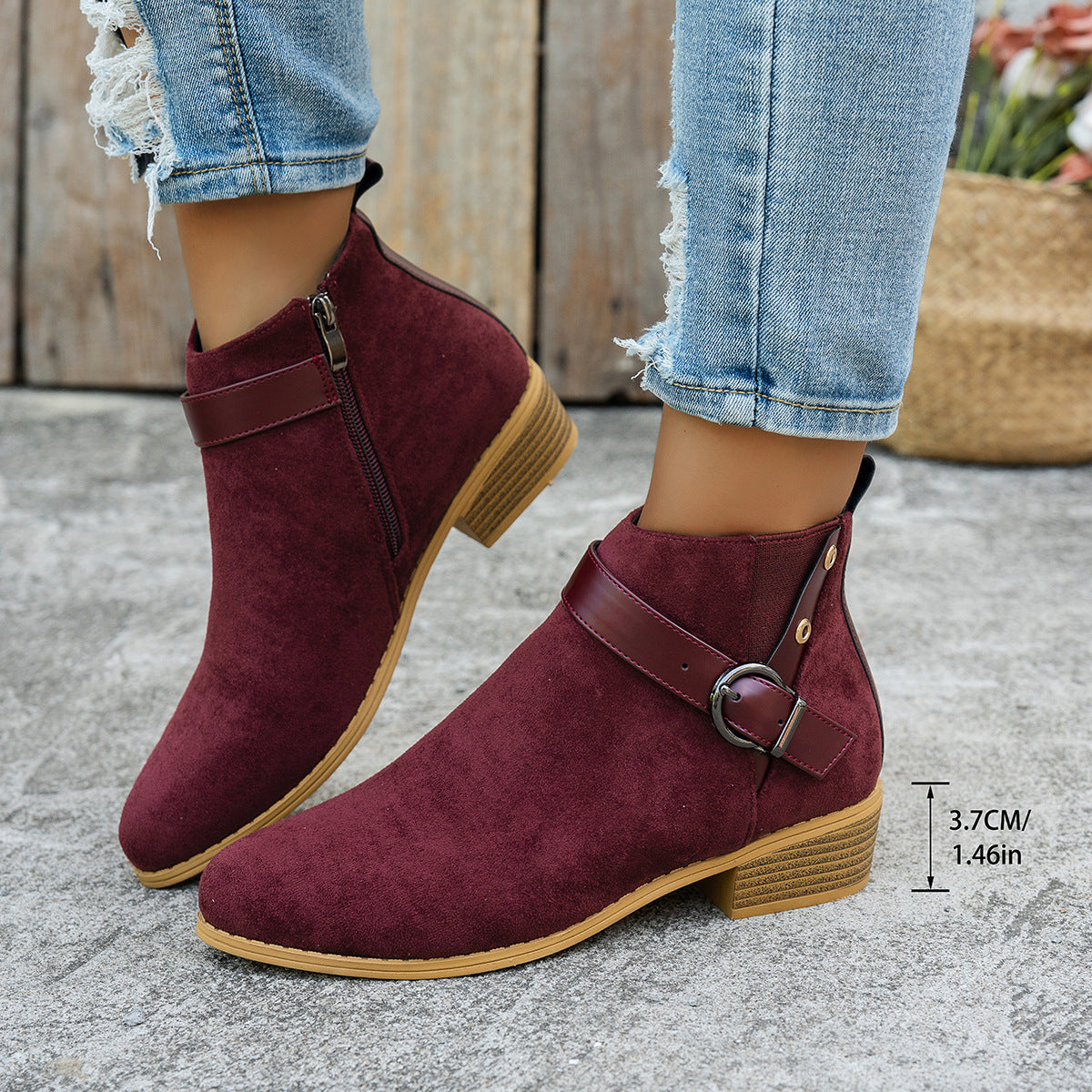 Damen Stiefeletten Elegant Riemchen Rutschfest