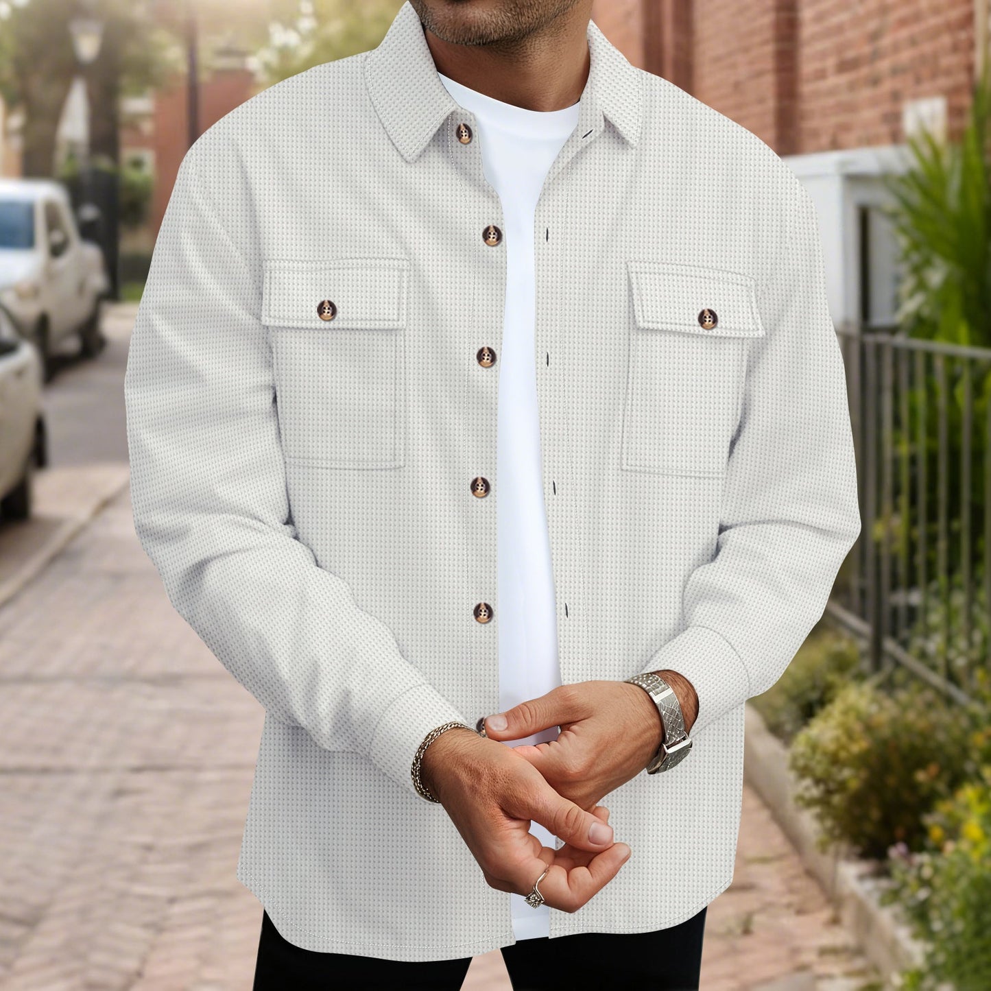 Herren Hemd Bluse Modern Taschen Design