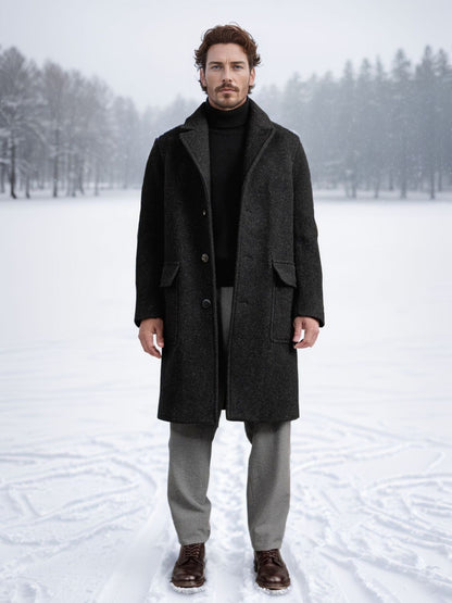 Herren Wintermantel Elegant Warm mit Taschen