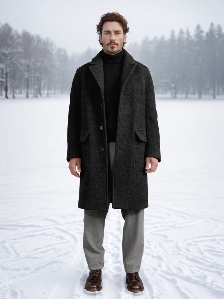 Herren Wintermantel Elegant Warm mit Taschen