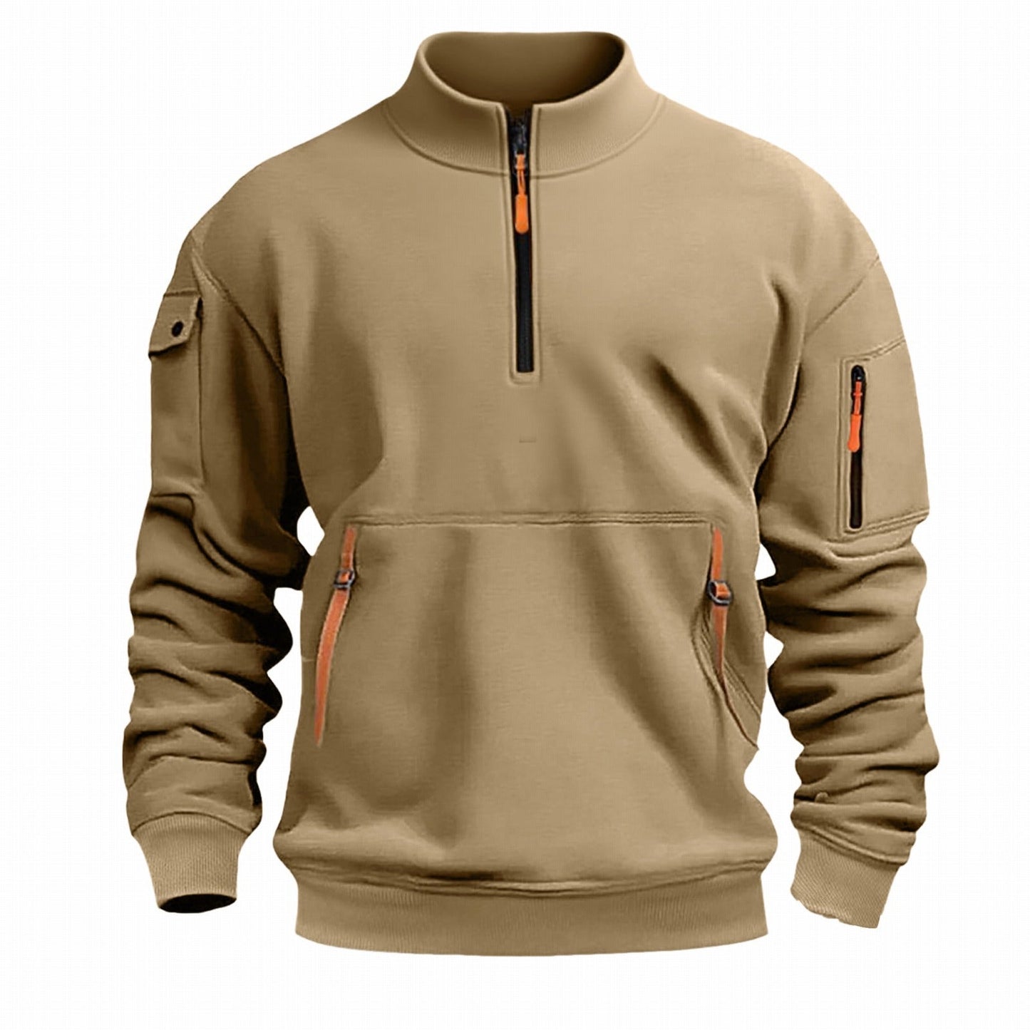 Herren Outdoor Pullover Praktisch Reißverschluss Taschen