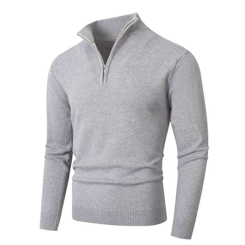 Herren Pullover Modern Halbzipper Strukturstoff