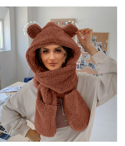 Damenmütze mit Schal Weich Warm