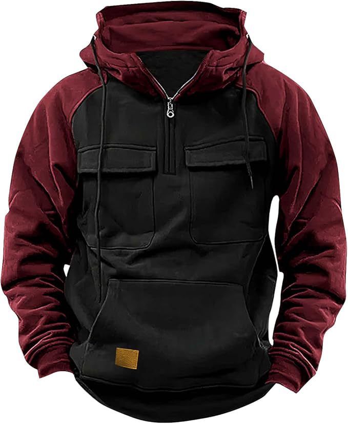 Herren Hoodie Sportlich Kapuze Taschen