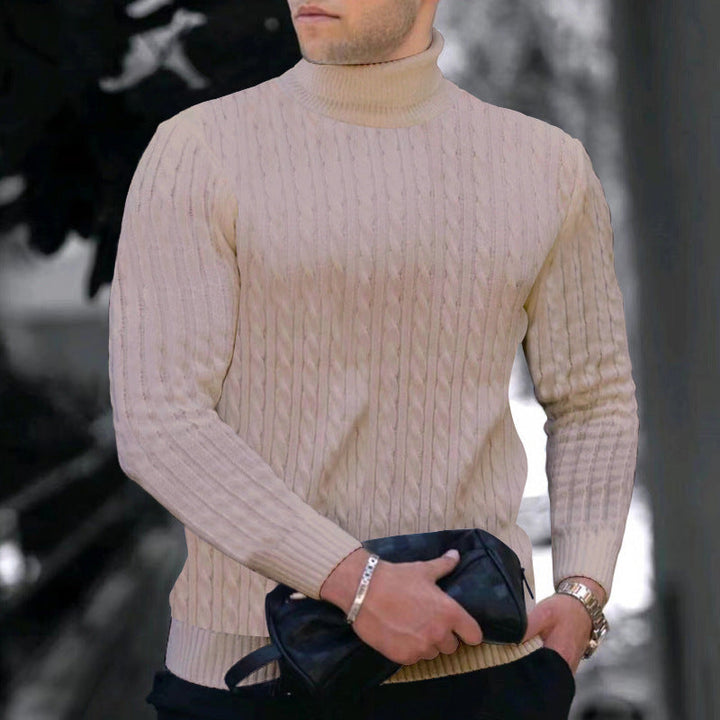 Herren Rollkragenpullover Elegantes Zopfmuster Design