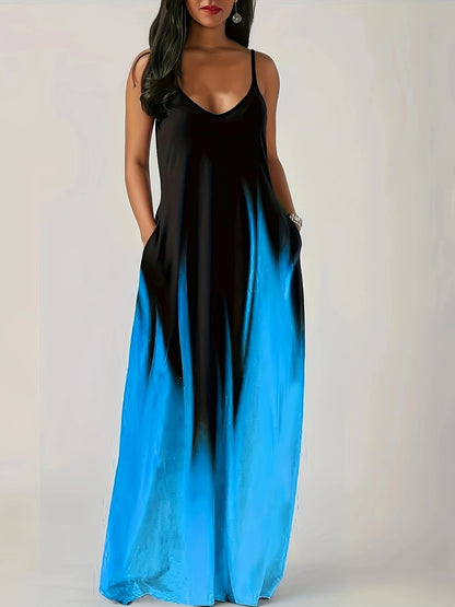 Damen Maxikleid Elegant Mit Seitentaschen