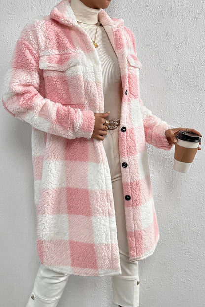 Warmes Karo Teddyjacke Damen Mantel